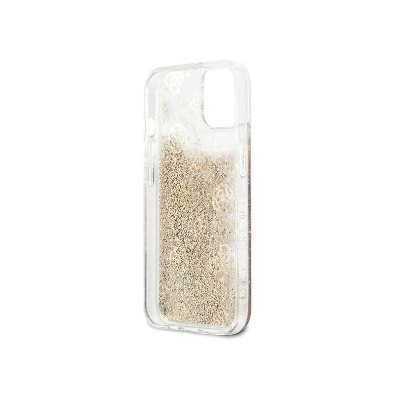 Guess Peony Liquid Glitter dėklas iPhone 13 mini - auksinis