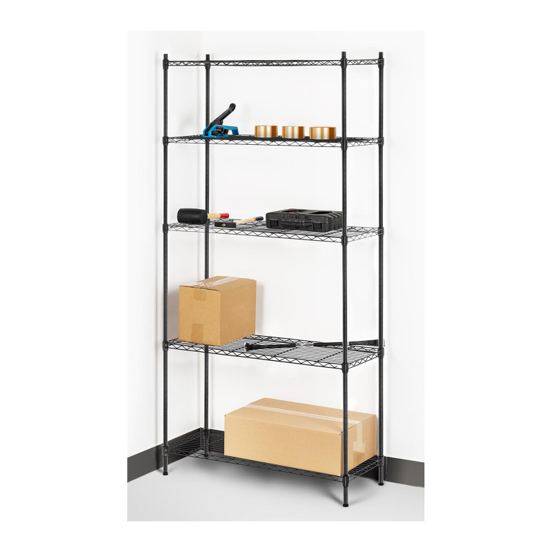 Ažūrinė vielinė laikymo lentyna juoda 180x90x35cm iki 150kg