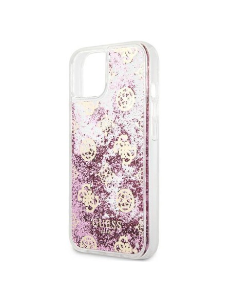 Guess Peony Liquid Glitter dėklas iPhone 13 mini - rožinis
