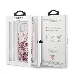 Guess Peony Liquid Glitter dėklas iPhone 13 mini - rožinis