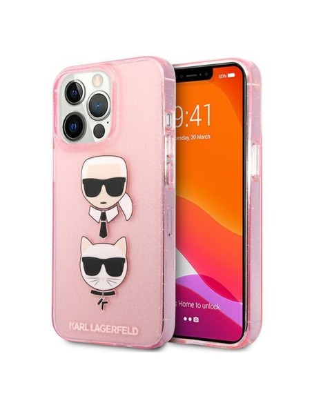 Karl Lagerfeld Glitter Karl& 39 s & Choupette Head dėklas, skirtas iPhone 13 Pro / iPhone 13 - rožinis Karl Lagerfeld Glitter Karl& 39 s & Choupette Head dėklas, skirtas iPhone 13 Pro / iPhone 13 - rožinis