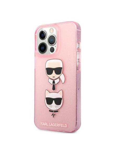 Karl Lagerfeld Glitter Karl& 39 s & Choupette Head dėklas, skirtas iPhone 13 Pro / iPhone 13 - rožinis Karl Lagerfeld Glitter Karl& 39 s & Choupette Head dėklas, skirtas iPhone 13 Pro / iPhone 13 - rožinis