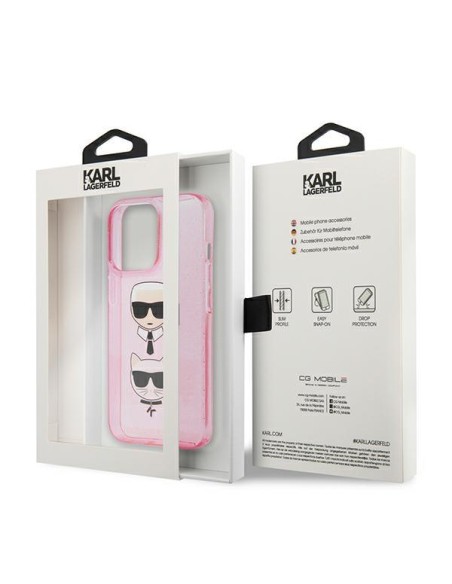 Karl Lagerfeld Glitter Karl& 39 s & Choupette Head dėklas, skirtas iPhone 13 Pro / iPhone 13 - rožinis Karl Lagerfeld Glitter Karl& 39 s & Choupette Head dėklas, skirtas iPhone 13 Pro / iPhone 13 - rožinis