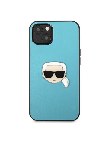 Karl Lagerfeld Leather Ikonik Karl& 39 s Head Metalinis dėklas iPhone 13 - mėlynas