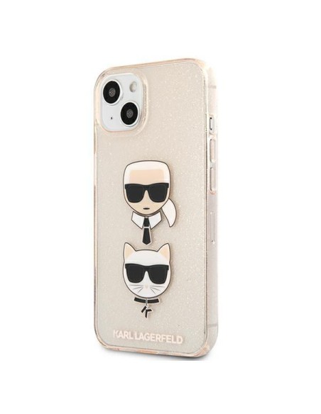 Karl Lagerfeld Glitter Karl& 39 s & Choupette Head dėklas iPhone 13 mini - auksinis Karl Lagerfeld Glitter Karl& 39 s & Choupette Head dėklas iPhone 13 mini - auksinis