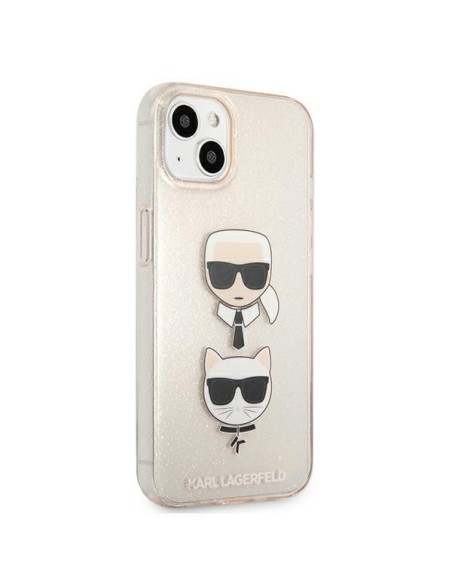 Karl Lagerfeld Glitter Karl& 39 s & Choupette Head dėklas iPhone 13 mini - auksinis Karl Lagerfeld Glitter Karl& 39 s & Choupette Head dėklas iPhone 13 mini - auksinis