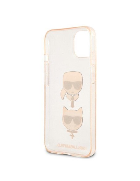 Karl Lagerfeld Glitter Karl& 39 s & Choupette Head dėklas iPhone 13 mini - auksinis Karl Lagerfeld Glitter Karl& 39 s & Choupette Head dėklas iPhone 13 mini - auksinis