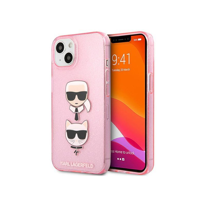 Karl Lagerfeld Glitter Karl& 39 s & Choupette Head dėklas iPhone 13 mini - rožinis Karl Lagerfeld Glitter Karl& 39 s & Choupette Head dėklas iPhone 13 mini - rožinis