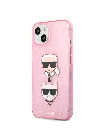 Karl Lagerfeld Glitter Karl& 39 s & Choupette Head dėklas iPhone 13 mini - rožinis Karl Lagerfeld Glitter Karl& 39 s & Choupette Head dėklas iPhone 13 mini - rožinis