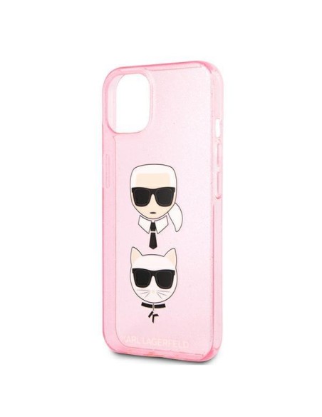 Karl Lagerfeld Glitter Karl& 39 s & Choupette Head dėklas iPhone 13 mini - rožinis Karl Lagerfeld Glitter Karl& 39 s & Choupette Head dėklas iPhone 13 mini - rožinis