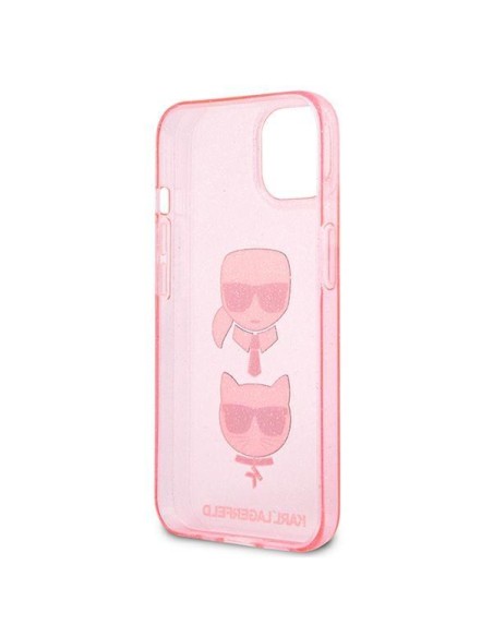 Karl Lagerfeld Glitter Karl& 39 s & Choupette Head dėklas iPhone 13 mini - rožinis Karl Lagerfeld Glitter Karl& 39 s & Choupette Head dėklas iPhone 13 mini - rožinis