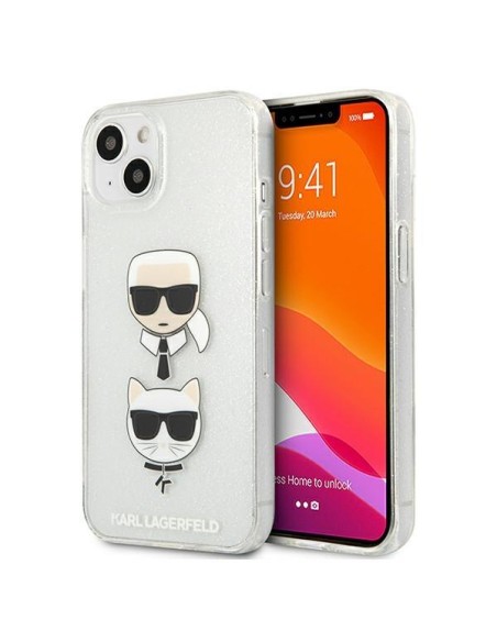 Karl Lagerfeld Glitter Karl& 39 s & Choupette Head dėklas iPhone 13 mini - sidabrinis Karl Lagerfeld Glitter Karl& 39 s & Choupette Head dėklas iPhone 13 mini - sidabrinis
