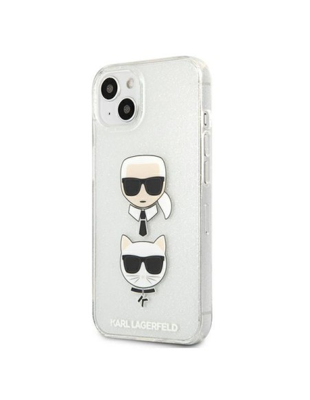 Karl Lagerfeld Glitter Karl& 39 s & Choupette Head dėklas iPhone 13 mini - sidabrinis Karl Lagerfeld Glitter Karl& 39 s & Choupette Head dėklas iPhone 13 mini - sidabrinis