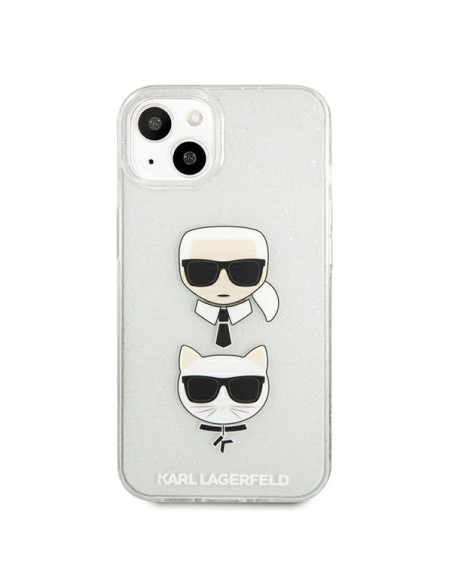 Karl Lagerfeld Glitter Karl& 39 s & Choupette Head dėklas iPhone 13 mini - sidabrinis Karl Lagerfeld Glitter Karl& 39 s & Choupette Head dėklas iPhone 13 mini - sidabrinis