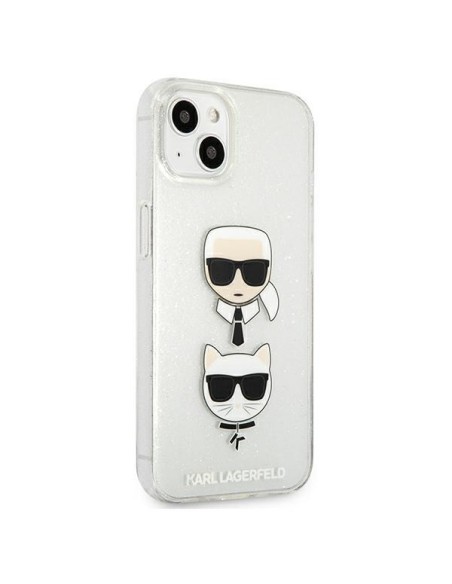 Karl Lagerfeld Glitter Karl& 39 s & Choupette Head dėklas iPhone 13 mini - sidabrinis Karl Lagerfeld Glitter Karl& 39 s & Choupette Head dėklas iPhone 13 mini - sidabrinis