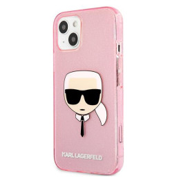 Karl Lagerfeld Glitter Karl& 39 s Head dėklas iPhone 13 mini - rožinis