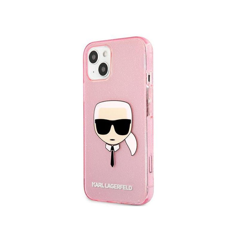 Karl Lagerfeld Glitter Karl& 39 s Head dėklas iPhone 13 mini - rožinis