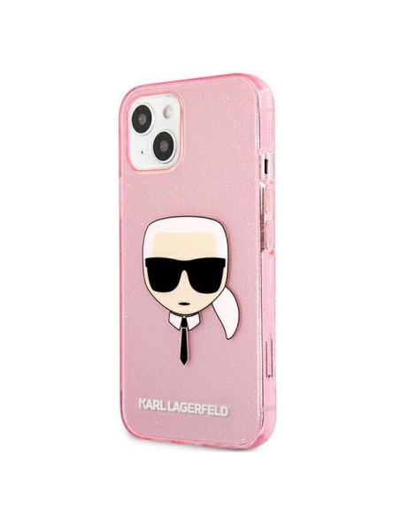 Karl Lagerfeld Glitter Karl& 39 s Head dėklas iPhone 13 mini - rožinis