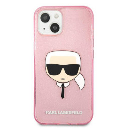 Karl Lagerfeld Glitter Karl& 39 s Head dėklas iPhone 13 mini - rožinis