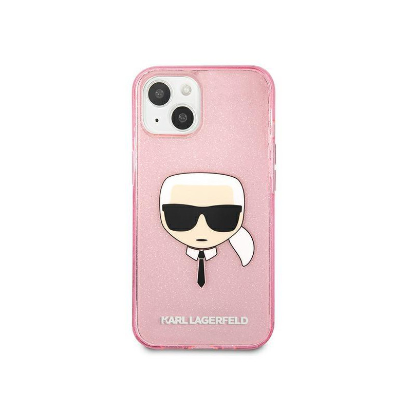 Karl Lagerfeld Glitter Karl& 39 s Head dėklas iPhone 13 mini - rožinis
