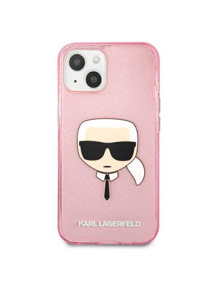 Karl Lagerfeld Glitter Karl& 39 s Head dėklas iPhone 13 mini - rožinis