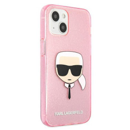 Karl Lagerfeld Glitter Karl& 39 s Head dėklas iPhone 13 mini - rožinis