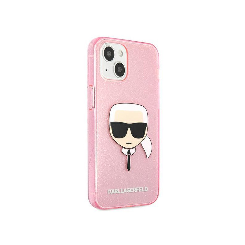 Karl Lagerfeld Glitter Karl& 39 s Head dėklas iPhone 13 mini - rožinis