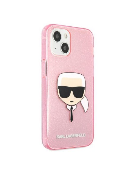 Karl Lagerfeld Glitter Karl& 39 s Head dėklas iPhone 13 mini - rožinis