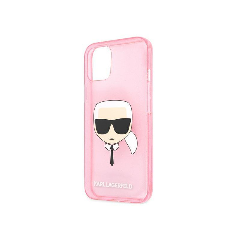 Karl Lagerfeld Glitter Karl& 39 s Head dėklas iPhone 13 mini - rožinis