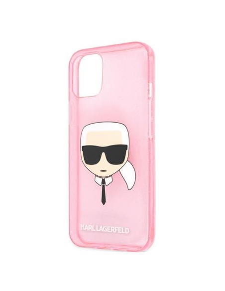 Karl Lagerfeld Glitter Karl& 39 s Head dėklas iPhone 13 mini - rožinis