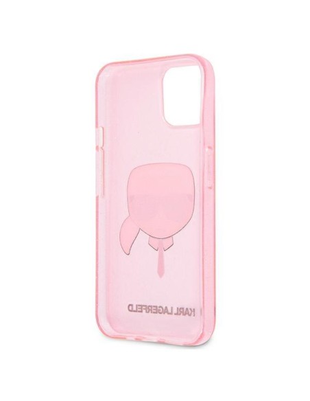 Karl Lagerfeld Glitter Karl& 39 s Head dėklas iPhone 13 mini - rožinis