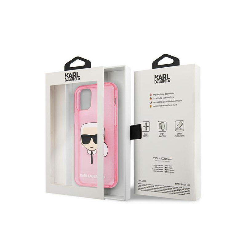 Karl Lagerfeld Glitter Karl& 39 s Head dėklas iPhone 13 mini - rožinis