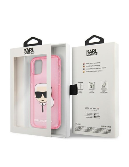 Karl Lagerfeld Glitter Karl& 39 s Head dėklas iPhone 13 mini - rožinis