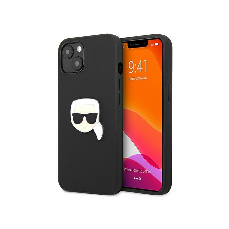 Karl Lagerfeld Leather Ikonik Karl& 39 s Head Metalinis dėklas iPhone 13 mini - juodas Karl Lagerfeld Leather Ikonik Karl& 39 s Head Metalinis dėklas iPhone 13 mini - juodas