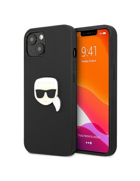 Karl Lagerfeld Leather Ikonik Karl& 39 s Head Metalinis dėklas iPhone 13 mini - juodas Karl Lagerfeld Leather Ikonik Karl& 39 s Head Metalinis dėklas iPhone 13 mini - juodas