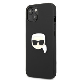 Karl Lagerfeld Leather Ikonik Karl& 39 s Head Metalinis dėklas iPhone 13 mini - juodas