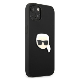 Karl Lagerfeld Leather Ikonik Karl& 39 s Head Metalinis dėklas iPhone 13 mini - juodas