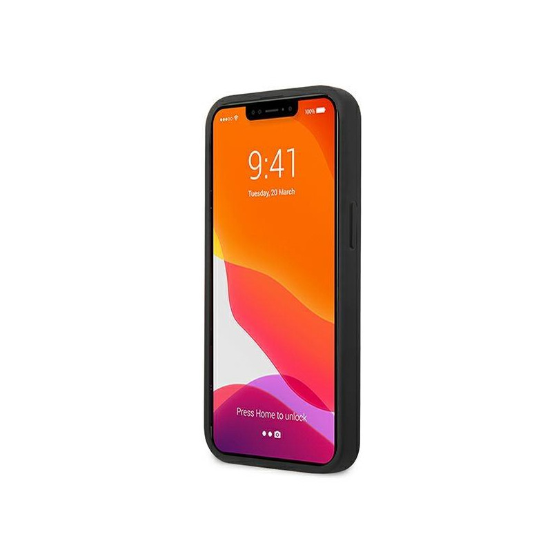 Karl Lagerfeld Leather Ikonik Karl& 39 s Head Metalinis dėklas iPhone 13 mini - juodas