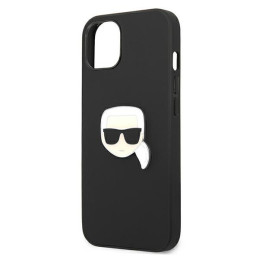 Karl Lagerfeld Leather Ikonik Karl& 39 s Head Metalinis dėklas iPhone 13 mini - juodas