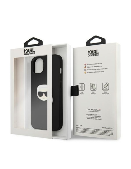 Karl Lagerfeld Leather Ikonik Karl& 39 s Head Metalinis dėklas iPhone 13 mini - juodas Karl Lagerfeld Leather Ikonik Karl& 39 s Head Metalinis dėklas iPhone 13 mini - juodas