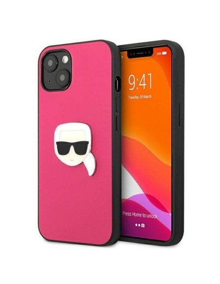 Karl Lagerfeld Leather Ikonik Karl& 39 s Head Metalinis dėklas iPhone 13 mini - rožinis Karl Lagerfeld Leather Ikonik Karl& 39 s Head Metalinis dėklas iPhone 13 mini - rožinis