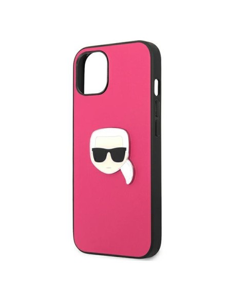 Karl Lagerfeld Leather Ikonik Karl& 39 s Head Metalinis dėklas iPhone 13 mini - rožinis Karl Lagerfeld Leather Ikonik Karl& 39 s Head Metalinis dėklas iPhone 13 mini - rožinis