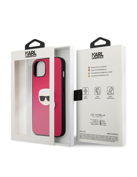 Karl Lagerfeld Leather Ikonik Karl& 39 s Head Metalinis dėklas iPhone 13 mini - rožinis Karl Lagerfeld Leather Ikonik Karl& 39 s Head Metalinis dėklas iPhone 13 mini - rožinis