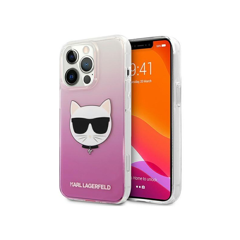 Karl Lagerfeld Choupette Head dėklas iPhone 13 Pro Max - rožinis
