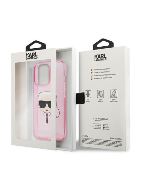 Karl Lagerfeld Glitter Karl& 39 s Head dėklas, skirtas iPhone 13 Pro Max – rožinis Karl Lagerfeld Glitter Karl& 39 s Head dėklas, skirtas iPhone 13 Pro Max – rožinis