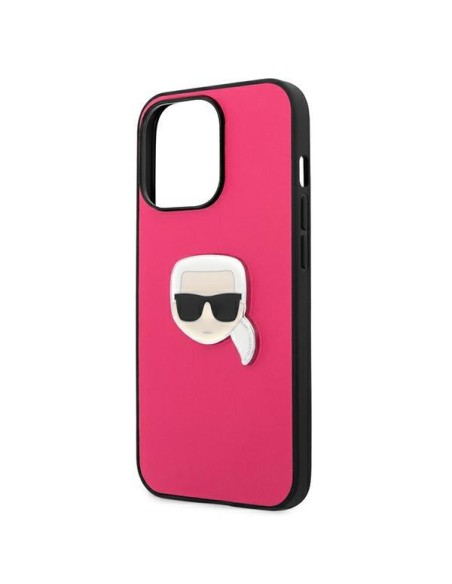 Karl Lagerfeld KLHCP13XPKMP iPhone 13 Pro Max 6,7" rožinis/ rožinis kietas dėklas, odos ikona Karl& 39 s Head Metal Karl Lagerfeld KLHCP13XPKMP iPhone 13 Pro Max 6,7" rožinis/ rožinis kietas dėklas, odos ikona Karl& 39 s Head Metal