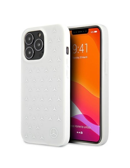 Mercedes Silver Stars Pattern dėklas, skirtas iPhone 13 Pro / iPhone 13 - baltas Mercedes Silver Stars Pattern dėklas, skirtas iPhone 13 Pro / iPhone 13 - baltas