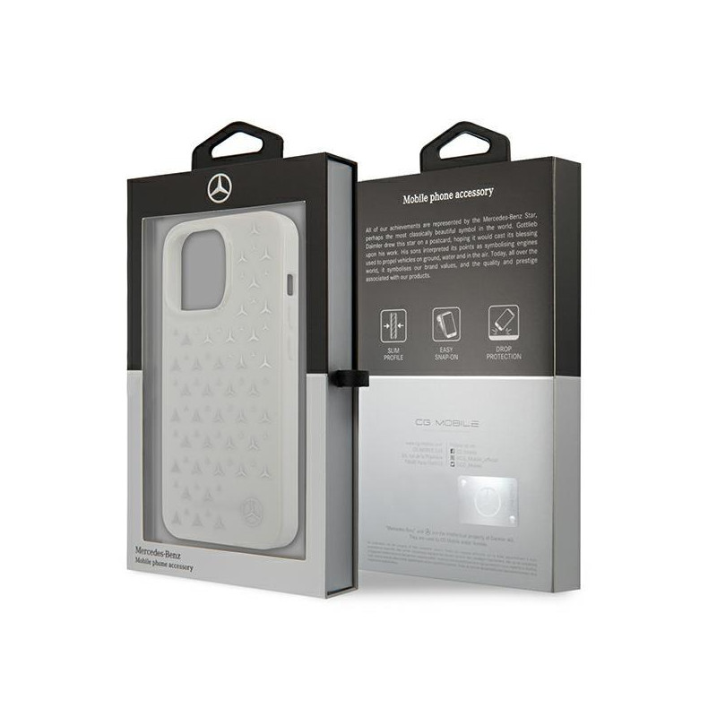 Mercedes Silver Stars Pattern dėklas, skirtas iPhone 13 Pro / iPhone 13 - baltas