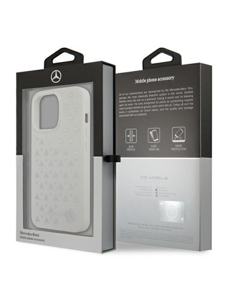 Mercedes Silver Stars Pattern dėklas, skirtas iPhone 13 Pro / iPhone 13 - baltas Mercedes Silver Stars Pattern dėklas, skirtas iPhone 13 Pro / iPhone 13 - baltas
