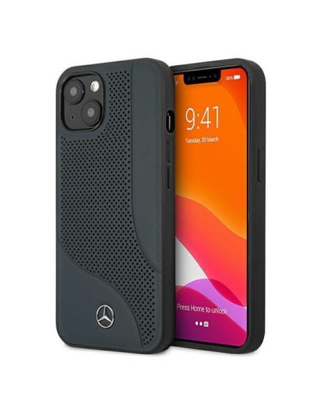 Mercedes Leather Perforated Area dėklas iPhone 13 mini - tamsiai mėlynas Mercedes Leather Perforated Area dėklas iPhone 13 mini - tamsiai mėlynas